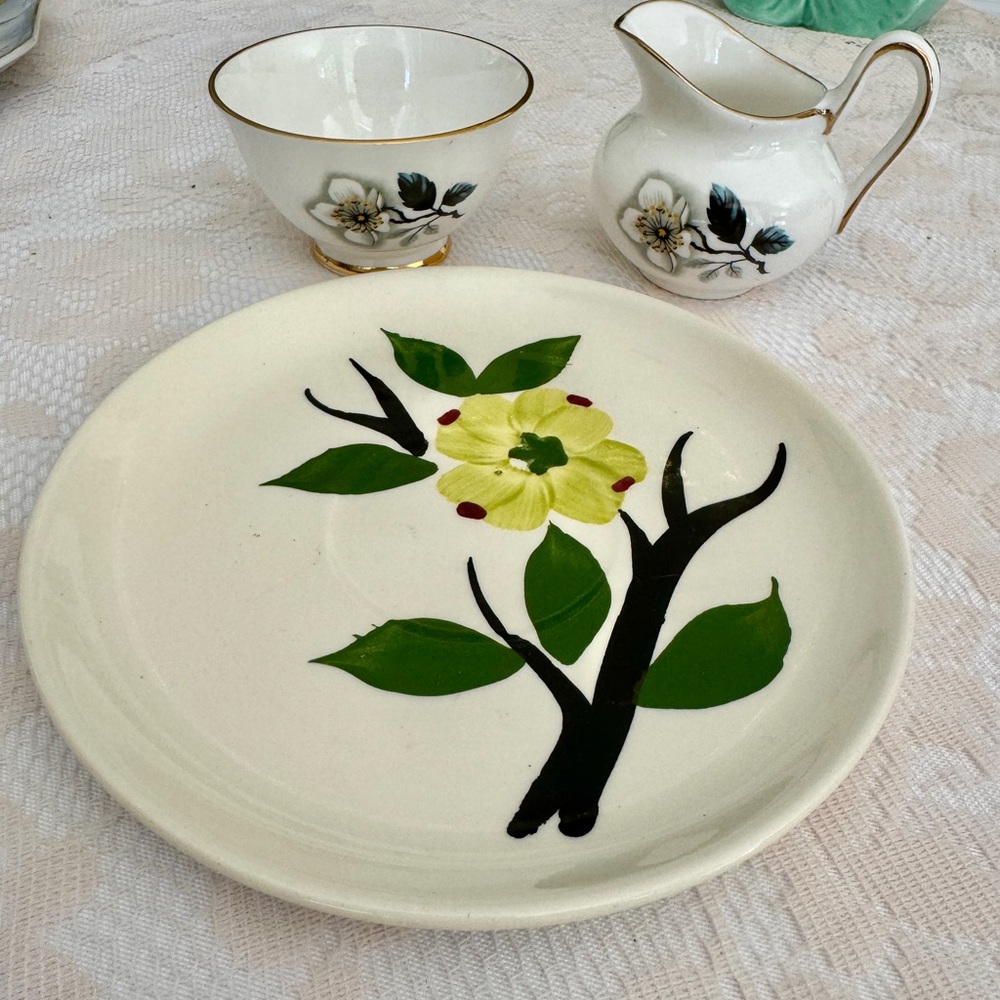 Vintage Delphine Bone China Sugar Bowl and Creamer Set